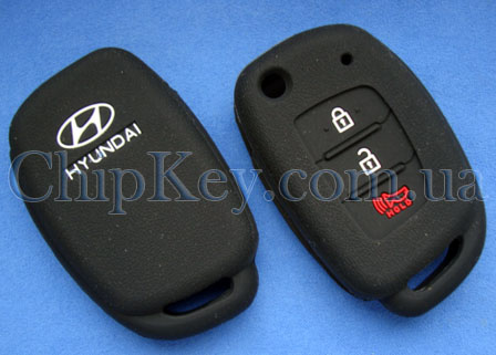 Силиконовый чехол Hyundai выкидной ключ 3 кнопки, черный