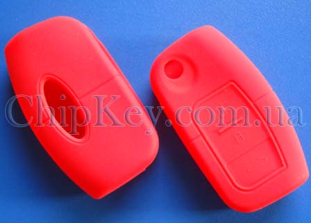 Cиликоновый чехол Ford под выкидной ключ 3 кнопки, красный
