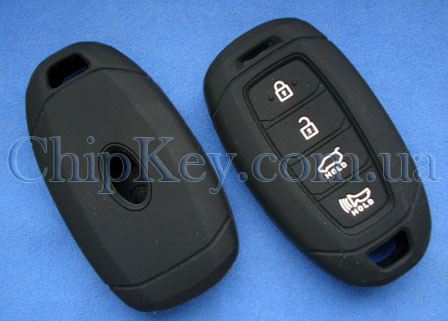 Силиконовый чехол Kia Hyundai Smart Key 4 кнопки, черный