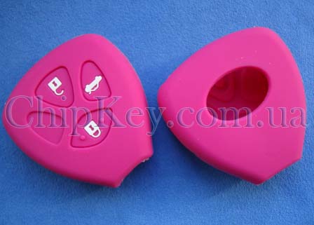 Чехол Toyota силиконовый 3 кнопки, розовый