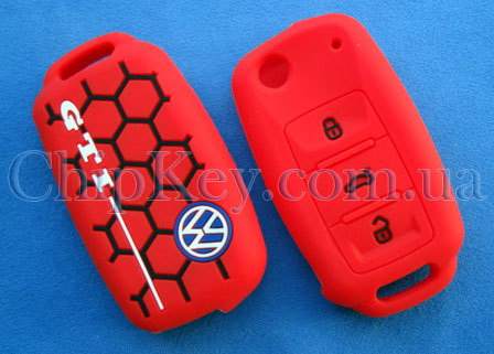 Чехол Volkswagen GTI силиконовый 3 кнопки, красный