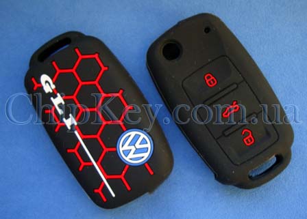 Чехол Volkswagen GLI силиконовый 3 кнопки, черный