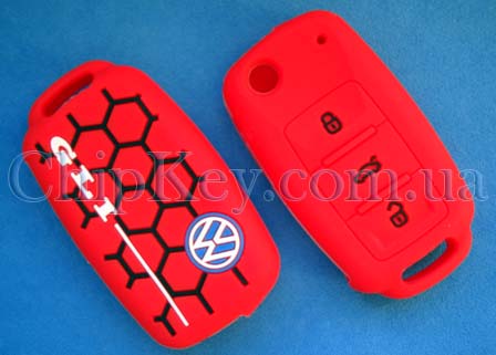 Чехол Volkswagen GLI силиконовый 3 кнопки, красный