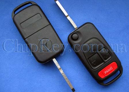 Выкидной ключ Mercedes (корпус) 3 кнопки 1(Panic), лезвие HU39P