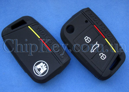 Чехол Volkswagen Wolfsburg силиконовый 3 кнопки, черный