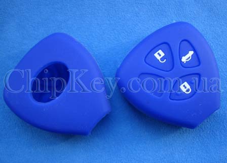 Чехол Toyota силиконовый 3 кнопки, синий