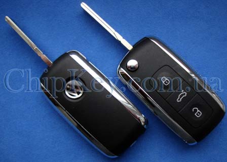 Ключ Volkswagen выкидной (корпус) 3 кнопки, лезвие hu66