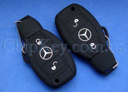 Чехол Mercedes smart key силиконовый 2 кнопки, черный