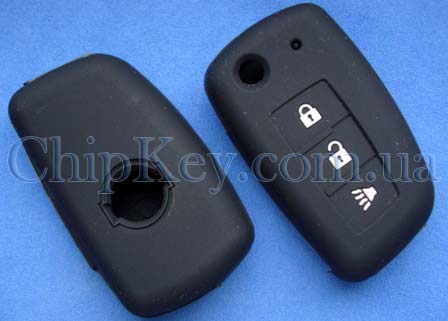 Силиконовый чехол Nissan на выкидной ключ 3 кнопки, черный
