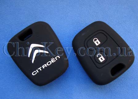 Чехол Citroen силиконовый 2 кнопки, черный
