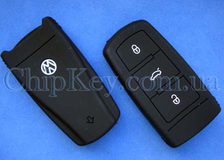Чехол Volkswagen B6, CC smart key силиконовый 3 кнопки, черный