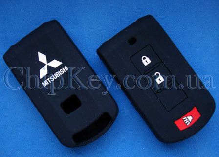 Чехол Mitsubishi smart key силиконовый 3 кнопки, черный