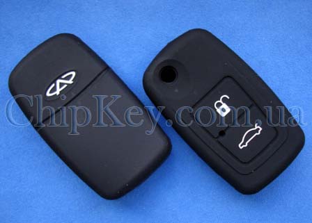 Чехол Chery силиконовый  выкидной ключ 2  кнопки, черный