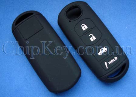 Чехол Mazda силиконовый smart key 4 кнопки, черный