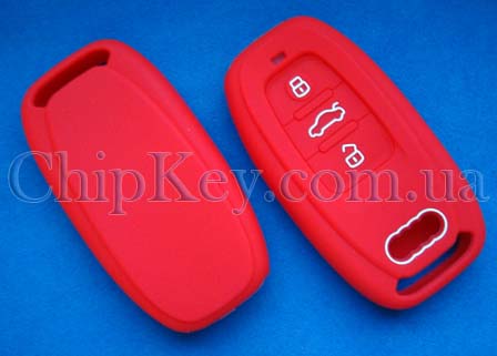 Чехол Audi силиконовый 3 кнопки, красный