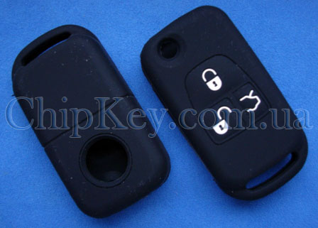 Чехол Mercedes силиконовый 3 кнопки, черный