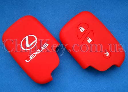 Чехол Lexus smart key силиконовый 3 кнопки, красный