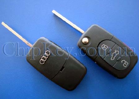 Ключ Audi выкидной 3 кнопки с платой 4 DO 837 231 K  433 Mhz, с ID48 Megamos чипом