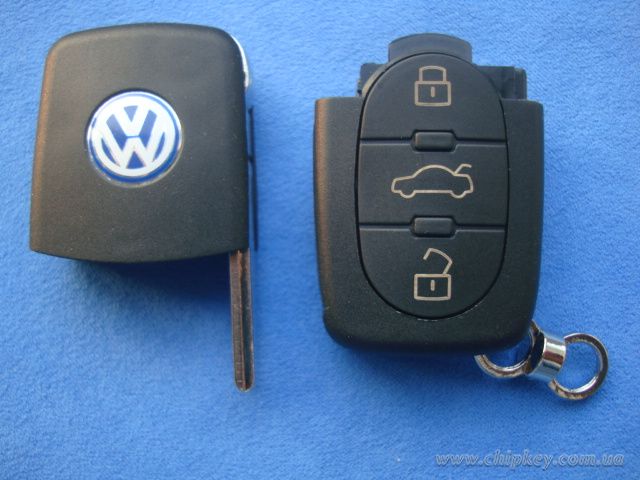 VOLKSWAGEN выкидной ключ 3 - кнопки с микросхемой 1JO 959 753 B - 434 Mhz, с ID48 MEGAMOS чипом