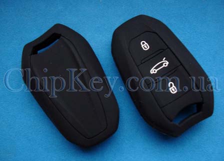 Чехол Peugeot Citroen силиконовый 3 кнопки, черный