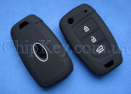 Чехол силиконовый Hyundai под выкидной ключ 3 кнопки, черный