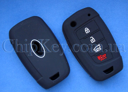 Чехол силиконовый Hyundai под выкидной ключ 4 кнопки, черный