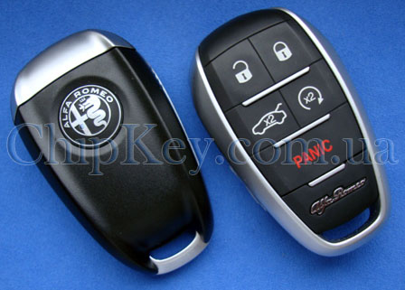 Смарт ключ Alfa Romeo Giulia, Stelvio 5 кнопок, HITAG 128-Bit AES, 433 Mhz, original