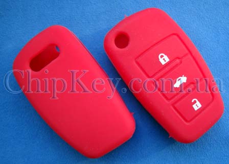 Чехол Audi силиконовый 3 кнопки, красный