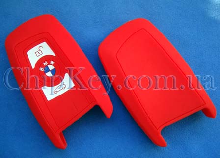 Чехол BMW F Series для Smart Key силиконовый 3 кнопки, красный