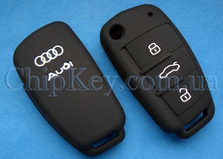 Чехол Audi силиконовый 3 кнопки, черный
