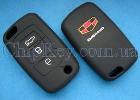 Чехол GEELY Emgrand, Dorsett силиконовый выкидной ключ 3 кнопки, черный