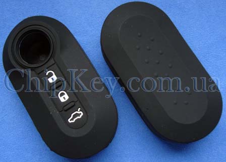 Чехол Fiat силиконовый под выкидной ключ 3 кнопки, черный