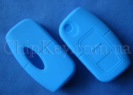 Чехол силиконовый Ford под выкидной ключ 3 кнопки, синий