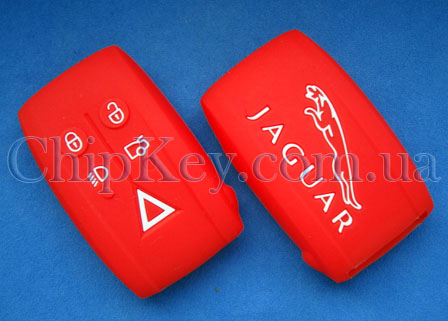 Чехол Jaguar smart key силиконовый 5 кнопок, красный