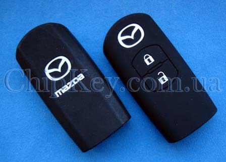 Чехол Mazda силиконовый smart key 2 кнопки, черный