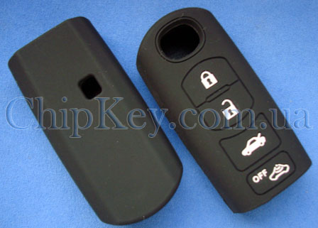 Чехол Mazda силиконовый smart key 4 кнопки, черный