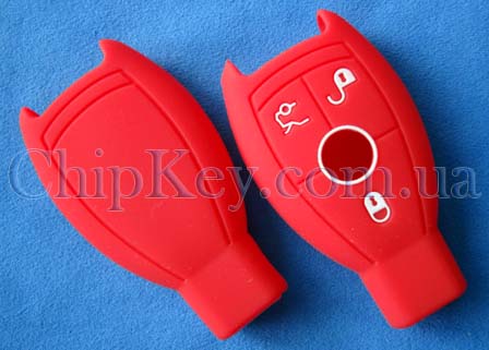 Чехол Mercedes smart key силиконовый 3 кнопки, красный