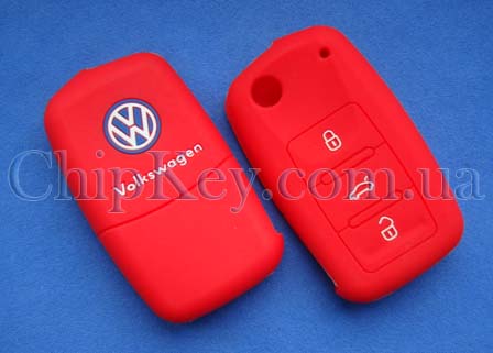 Чехол Volkswagen силиконовый 3 кнопки, красный