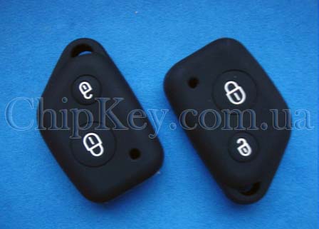 Чехол Peugeot Citroen силиконовый 2 кнопки, черный