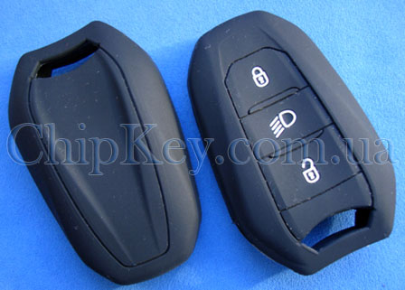 Чехол Peugeot Citroen силиконовый 3 кнопки, черный