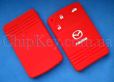 Чехол Mazda силиконовый 3 кнопки, красный