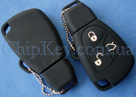 Чехол Mercedes smart key силиконовый 3 кнопки, черный