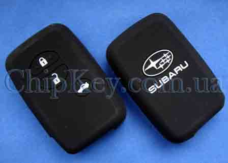 Чехол Subaru smart key силиконовый 3 кнопки, черный