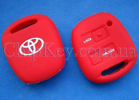 Чехол Toyota силиконовый под ключ 2 кнопки, красный