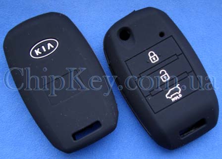 Чехол Kia силиконовый 3 кнопки, черный