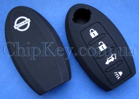 Чехол Nissan Smart Key силиконовый 4 кнопки, черный