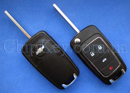 Ключ Chevrolet выкидной (корпус) 4 кнопки, лезвие hu100