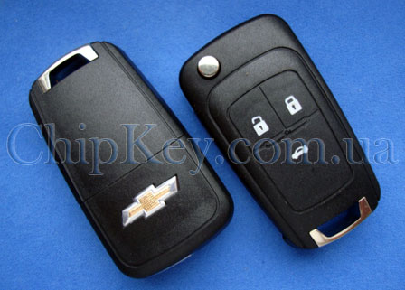 Ключ Chevrolet выкидной (корпус) 3 кнопки, лезвие hu100
