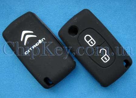 Чехол Citroen силиконовый 2 кнопки, черный