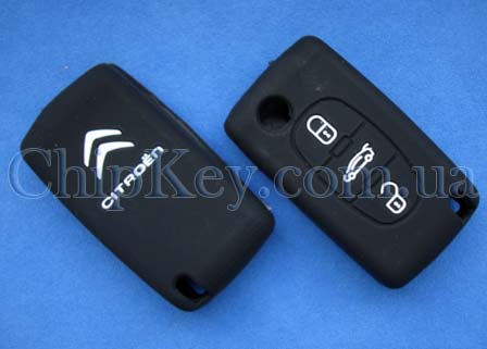 Чехол Citroen силиконовый 3 кнопки, черный